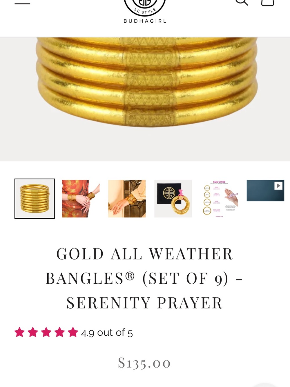 Gold Stackable Bangle Bracelet Set - Picture 3 of 3
